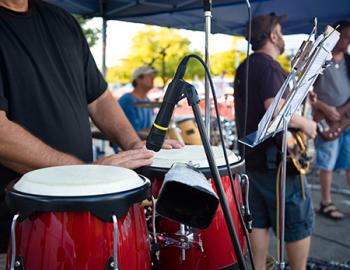 Band playing music outside