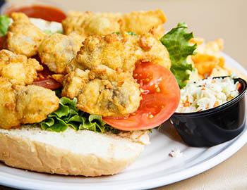 Fried seafood po boy