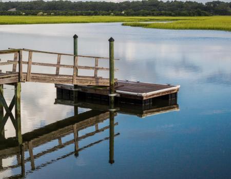 Dock overlooking marsh and water