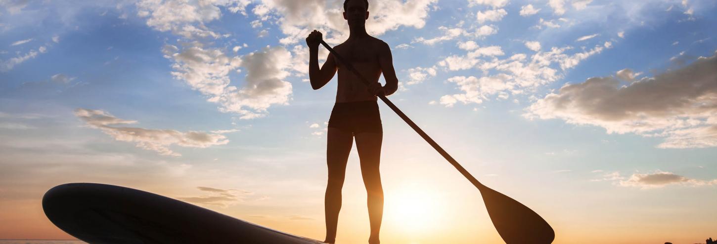 Silhouette of Man Stand Up Paddle Boarding