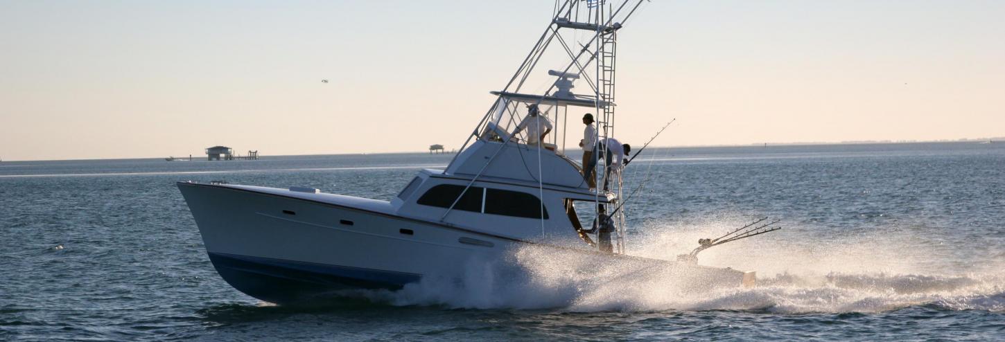 Fishing charter boat out in the ocean