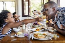 father and daughter at a breakfast restaurant