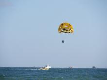 parasailing in the distance