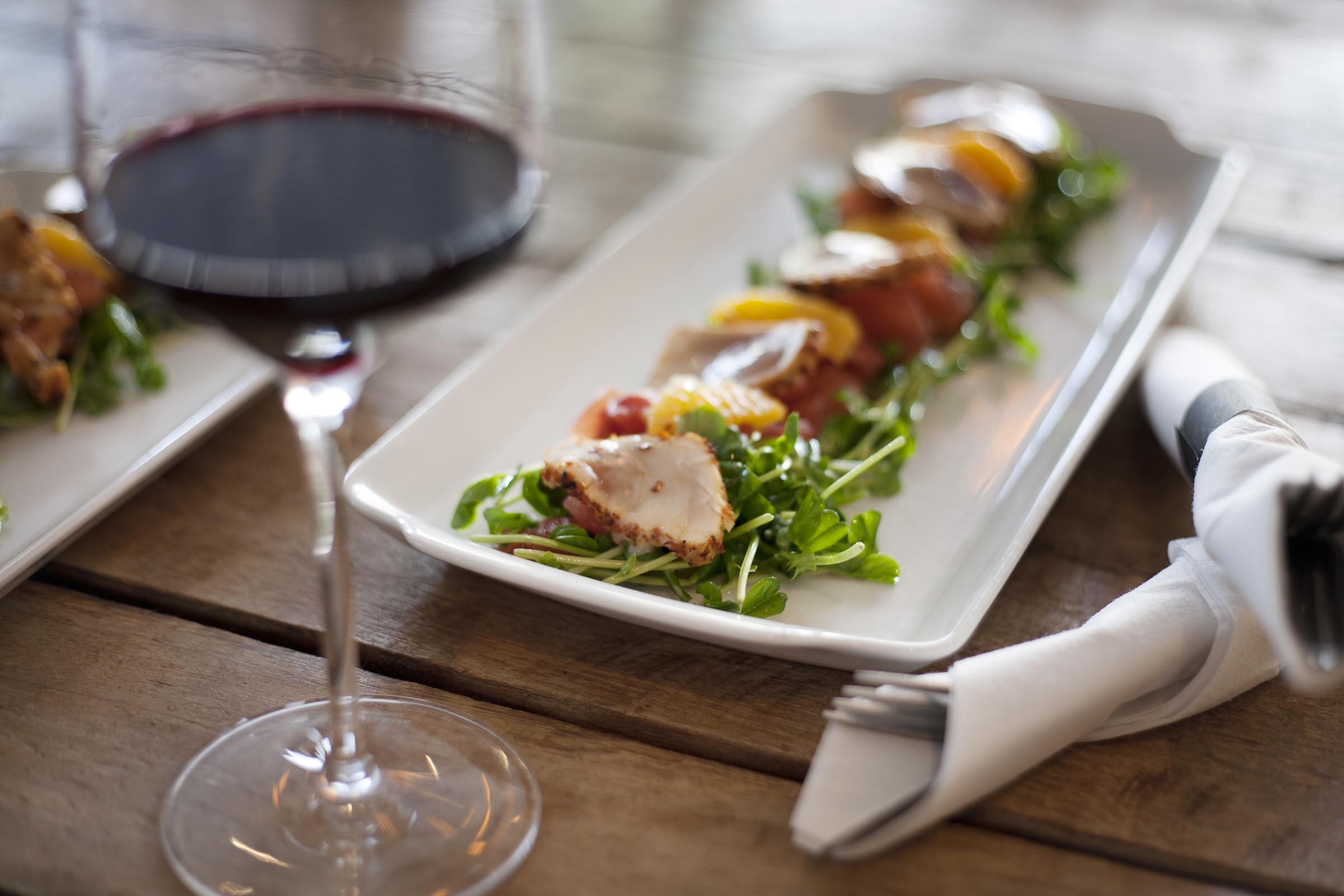 Fresh Seafood and a Glass of Red Wine