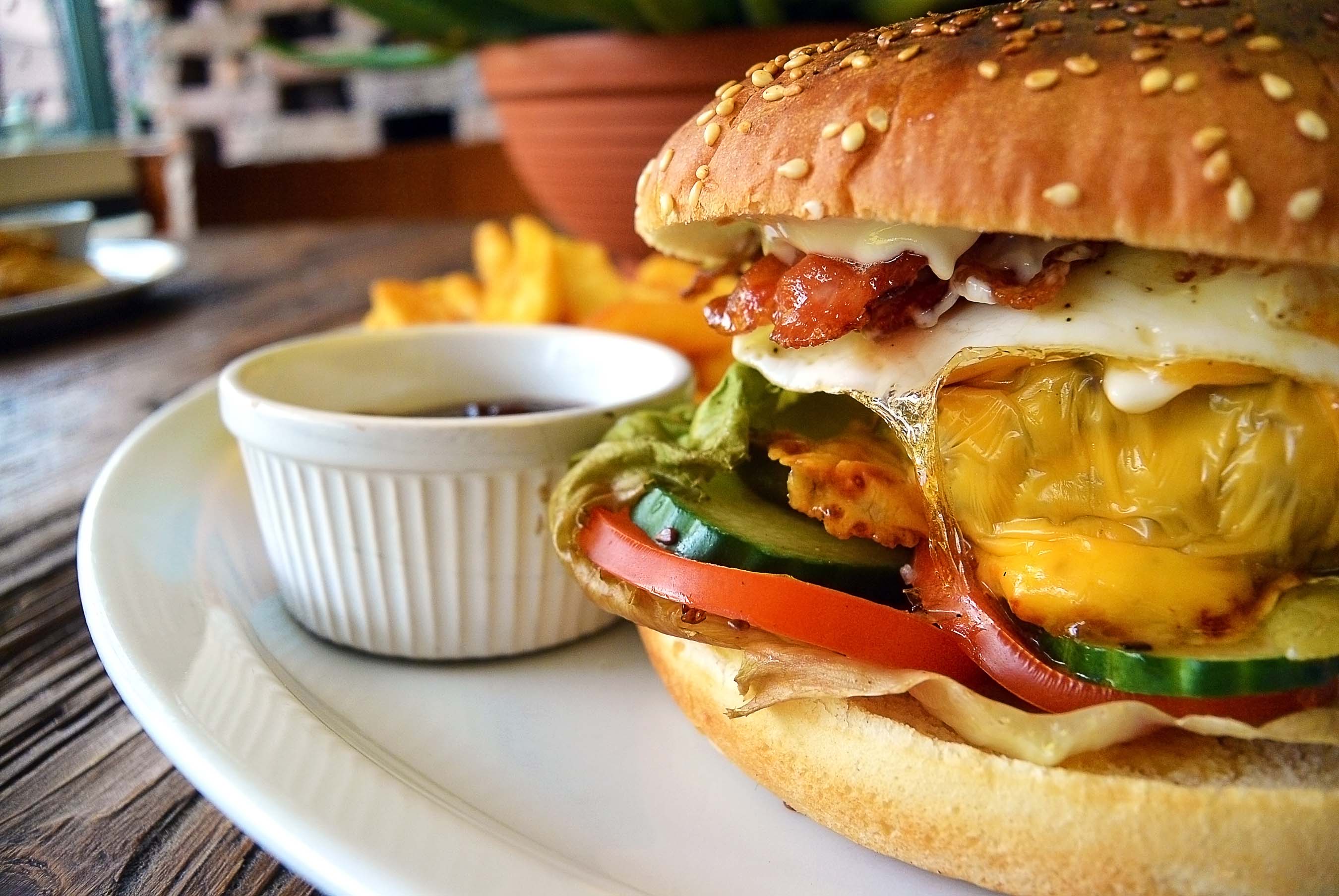 Gourmet Burger with French Fries