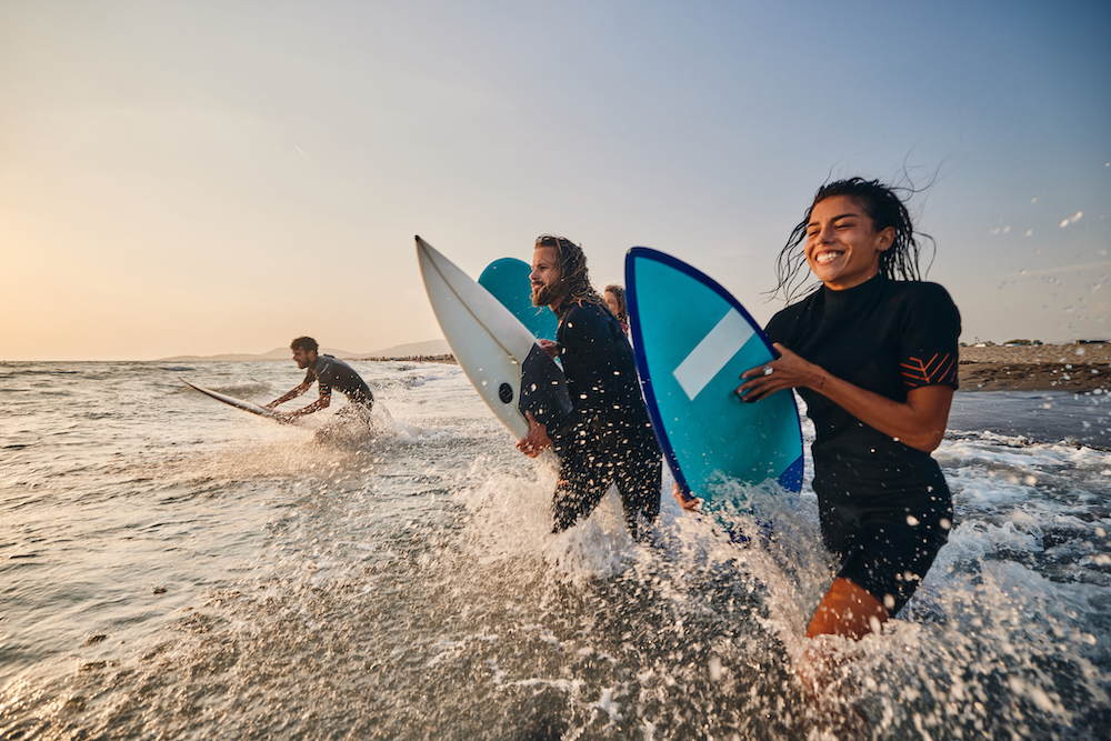 teens surfing
